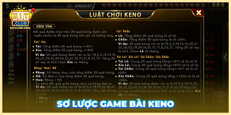 Sơ lược game bài Keno